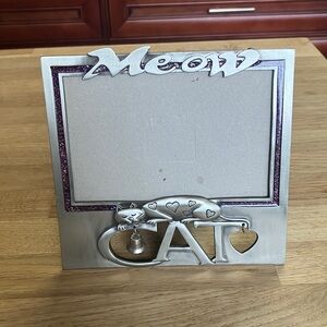 Chic Silver Cat Frame with Purple Glitter by [Brand]